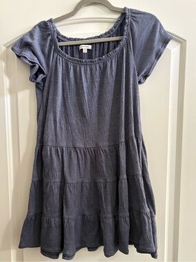 Max Studio Slate Blue Tiered Short Sleeve Dress